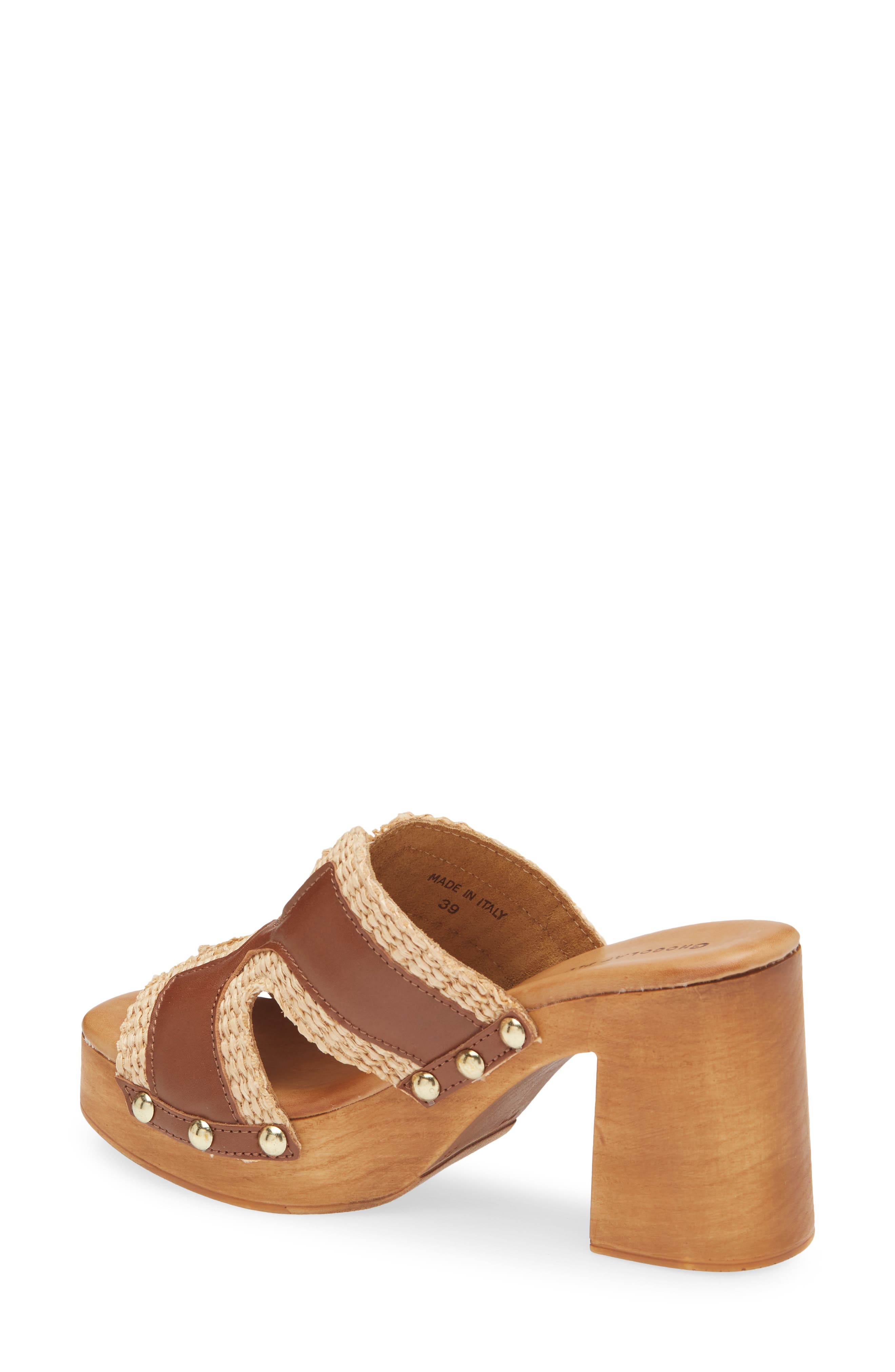 Mae Platform Sandal, Alternate, color, BROWN LEATHER-RAFFIA