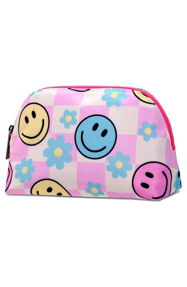 Iscream Kids' Happy Check Oval Cosmetic Bag, Alternate, color, Pink Multi