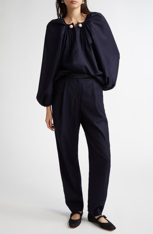 Nackiyé Nackiyè Turkish Pleated Wool Pants In Marine