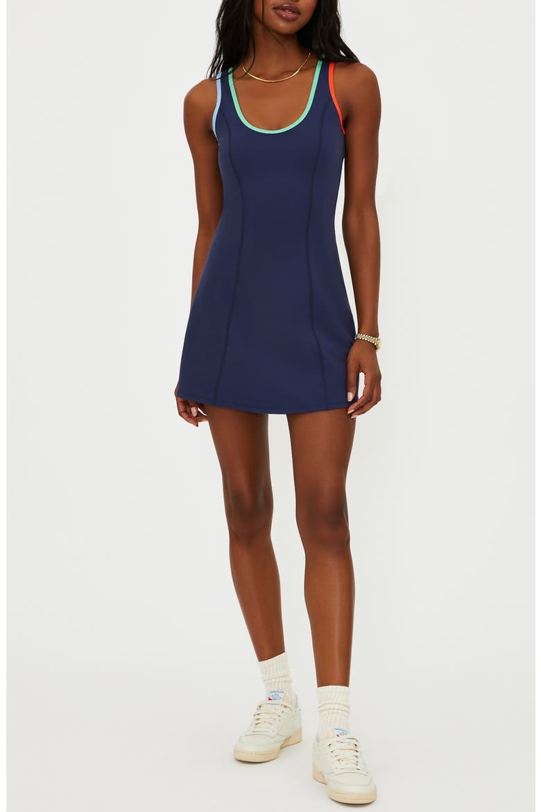 Amaris Colorpop Trim Active Skirted Romper, Main, color, CAPE COD COLORBLOCK