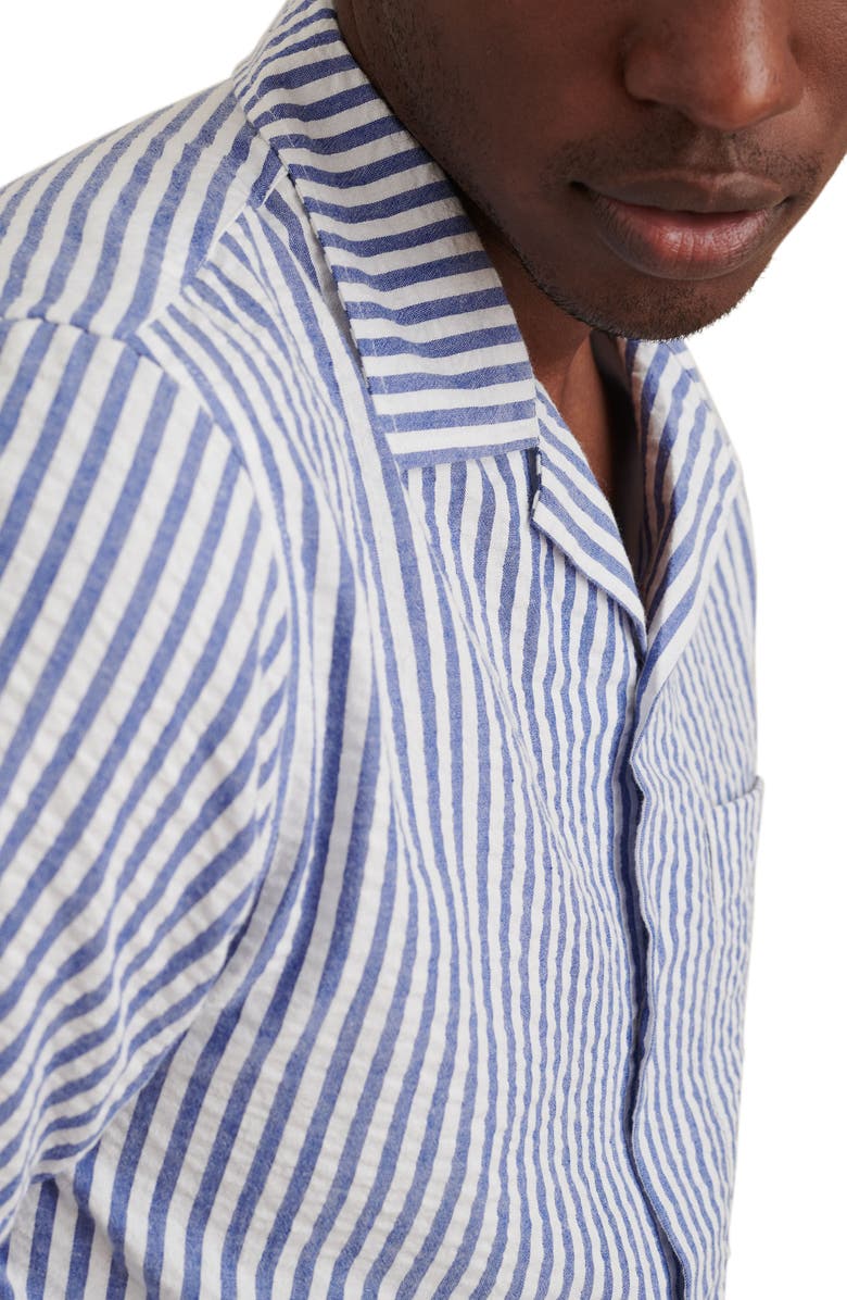 Alex Mill Stripe Short Sleeve Seersucker Button-Up Camp Shirt, Alternate, color, 
