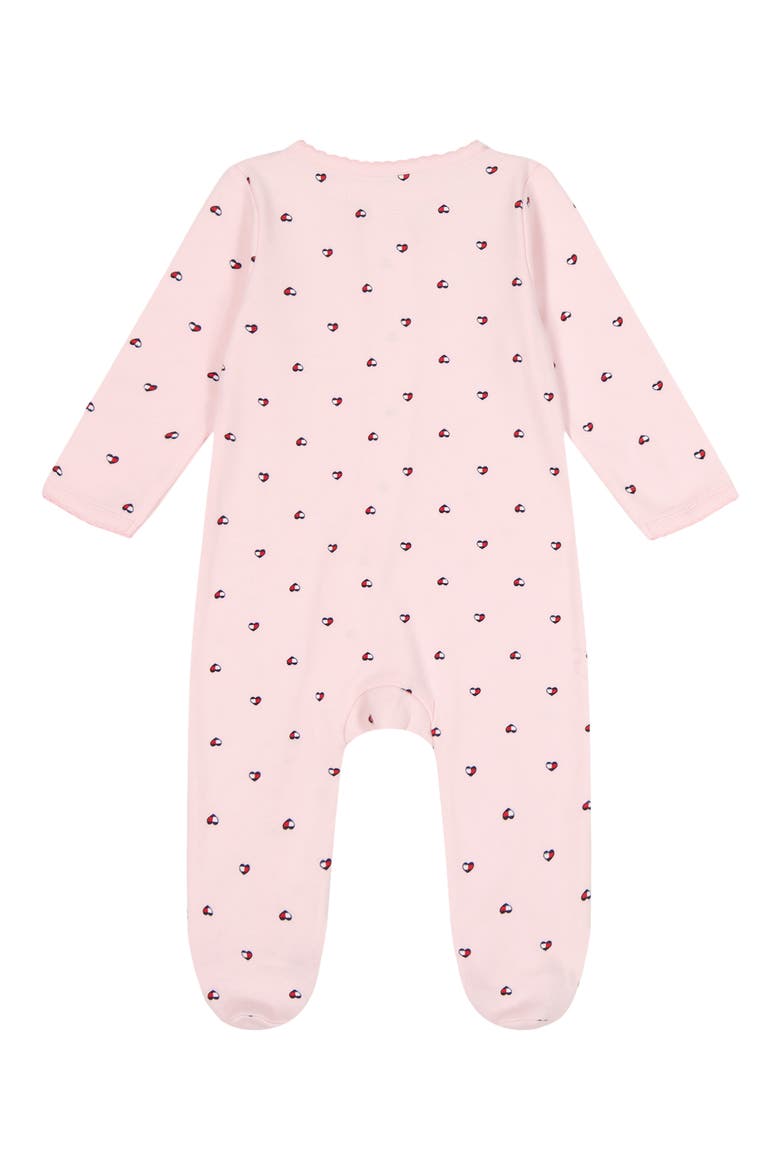 Tommy Heart Logo Footie, Alternate, color, DARK PINK