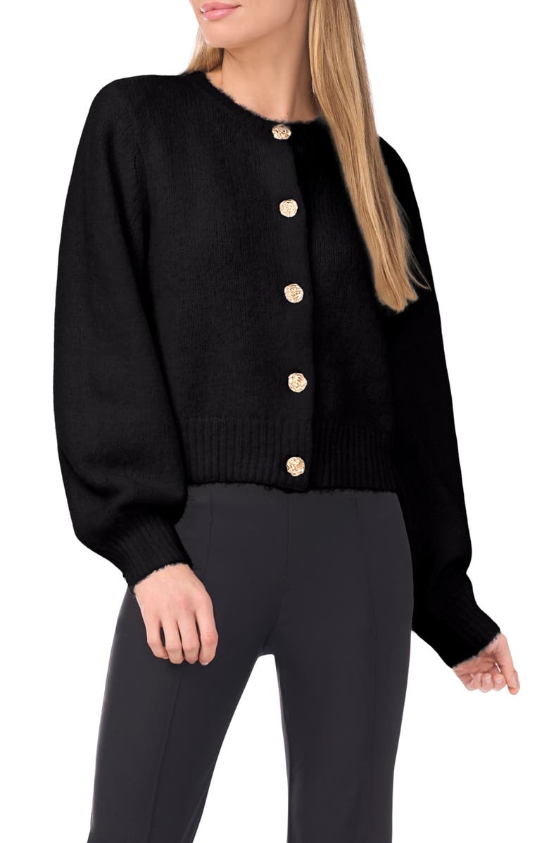 Ted Baker Fina Fuzzy Crewneck Cardigan, Main, color, Rich Black
