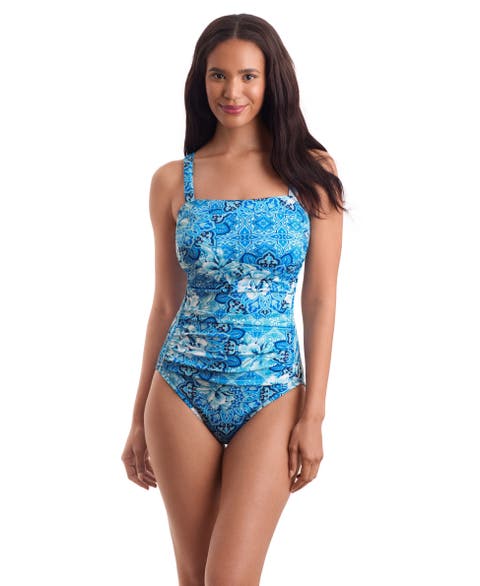 Shirred Bandeau Chlorine Resistant One-Piece Swimsuit