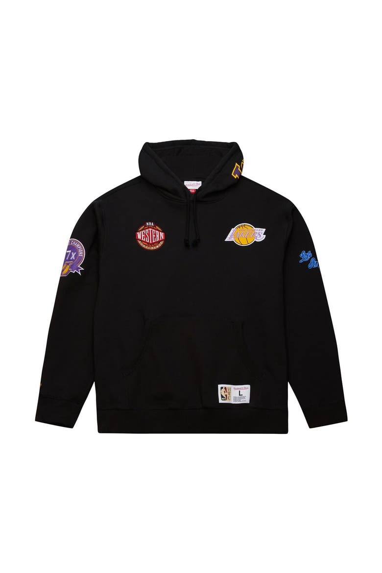 Men's Mitchell & Ness  Black Los Angeles Lakers Hardwood Classics Blackout Collection Pullover Hoodie, Alternate, color, Black