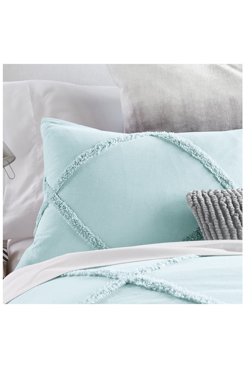 Chenille Lattice Comforter & Sham Set, Alternate, color, AQUA