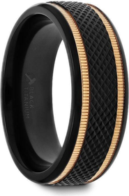 Larson Jewelers Baroque Titanium Diamond Pattern Wedding Ring