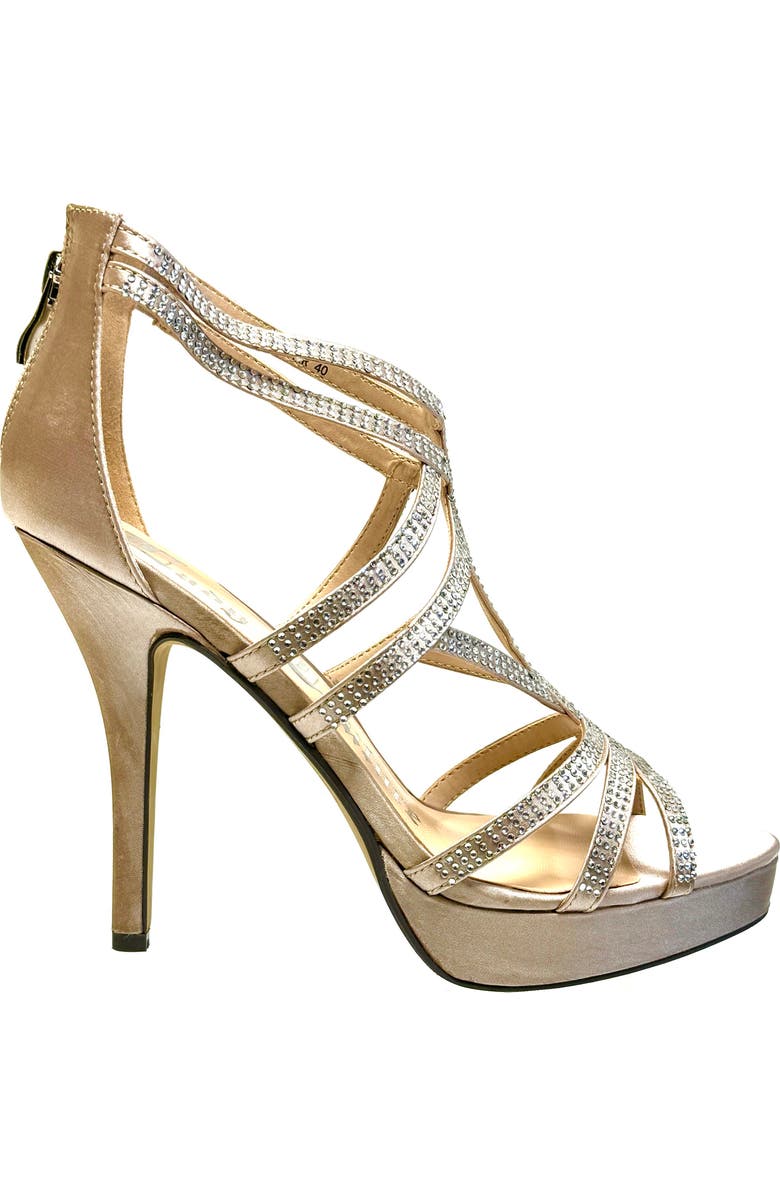 LADY COUTURE Strappy Rhinestone Sandal, Alternate, color, Champagne