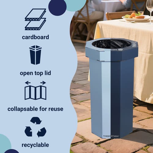 Happimess Fleur 25-gallon Classic Disposable Corrugated Cardboard Event Trash Can And Recycling Bin In Blue