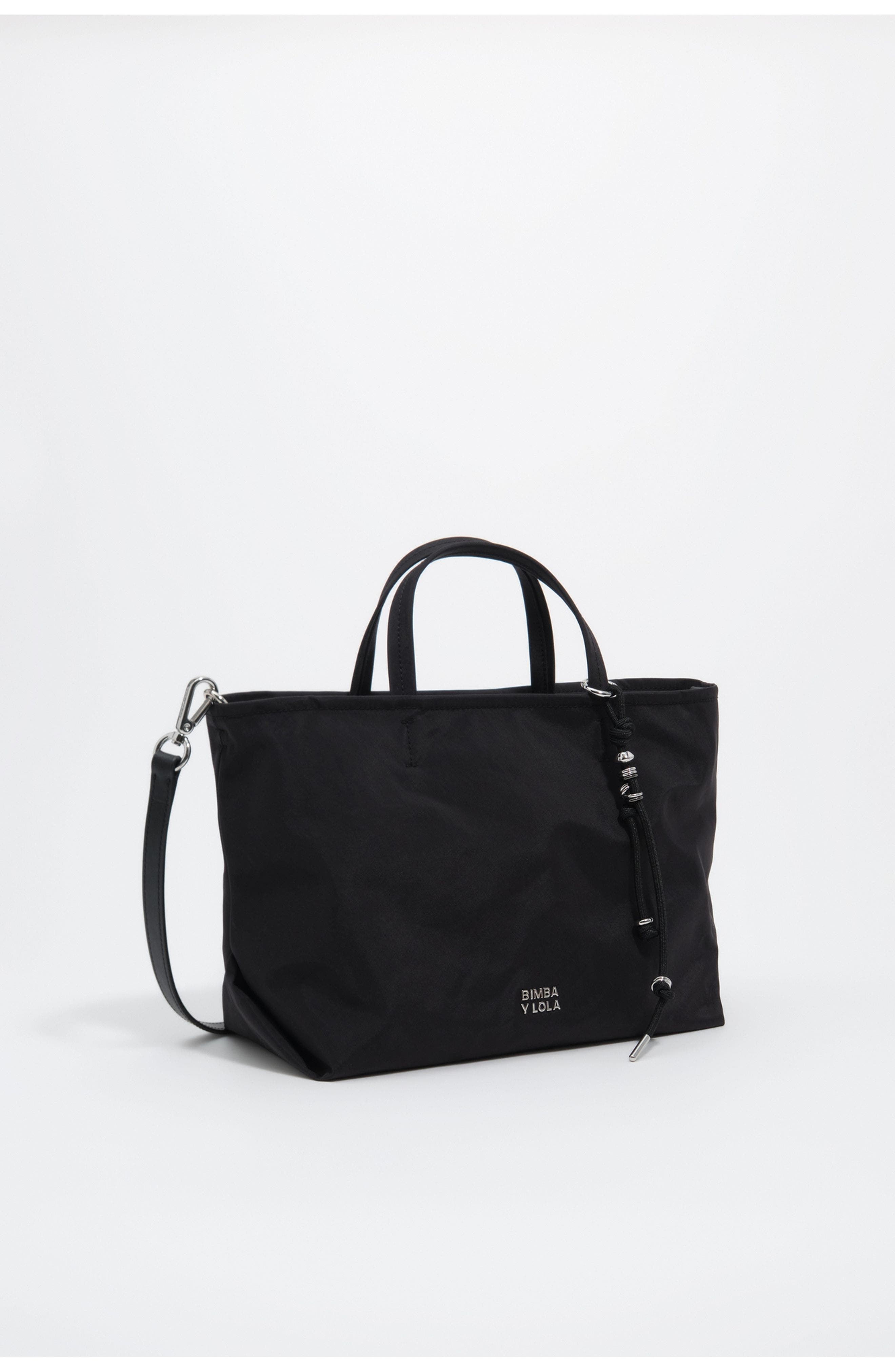 Medium Nylon Shopper Bag, Main, color, BLACK