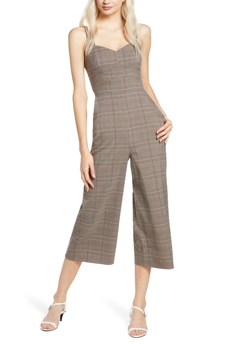 Old Fashioned Plaid Jumpsuit, Main, color, RUST