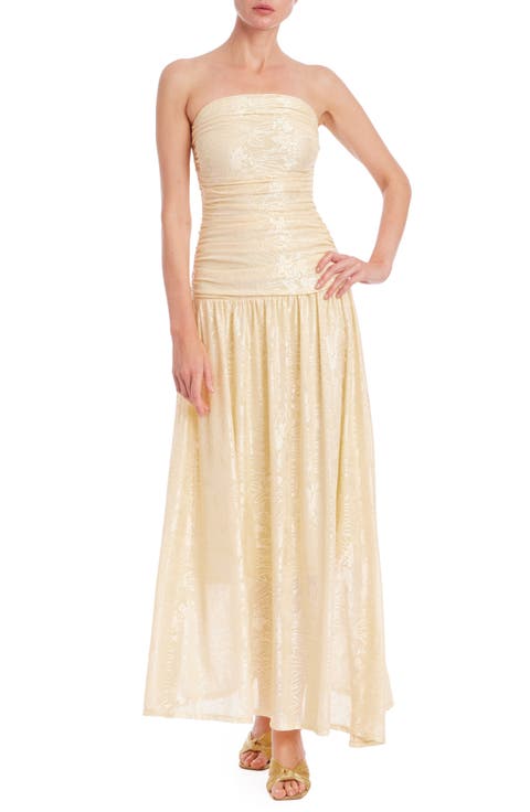 Floral Jacquard Strapless Gown