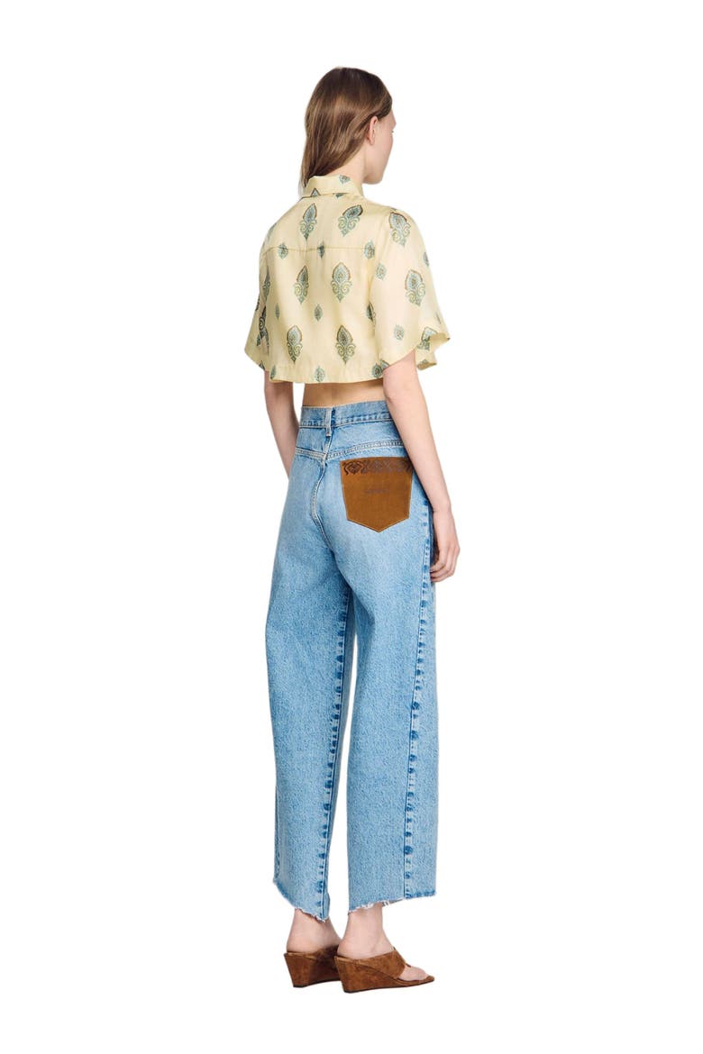 Paisley print crop top, Alternate, color, Light yellow