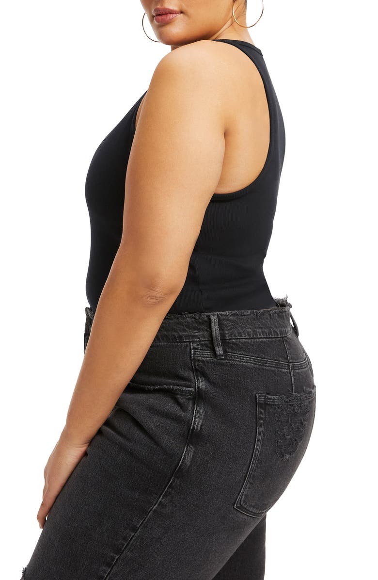 Good American Cutaway Crop Organic Cotton Rib Tank, Alternate, color, 