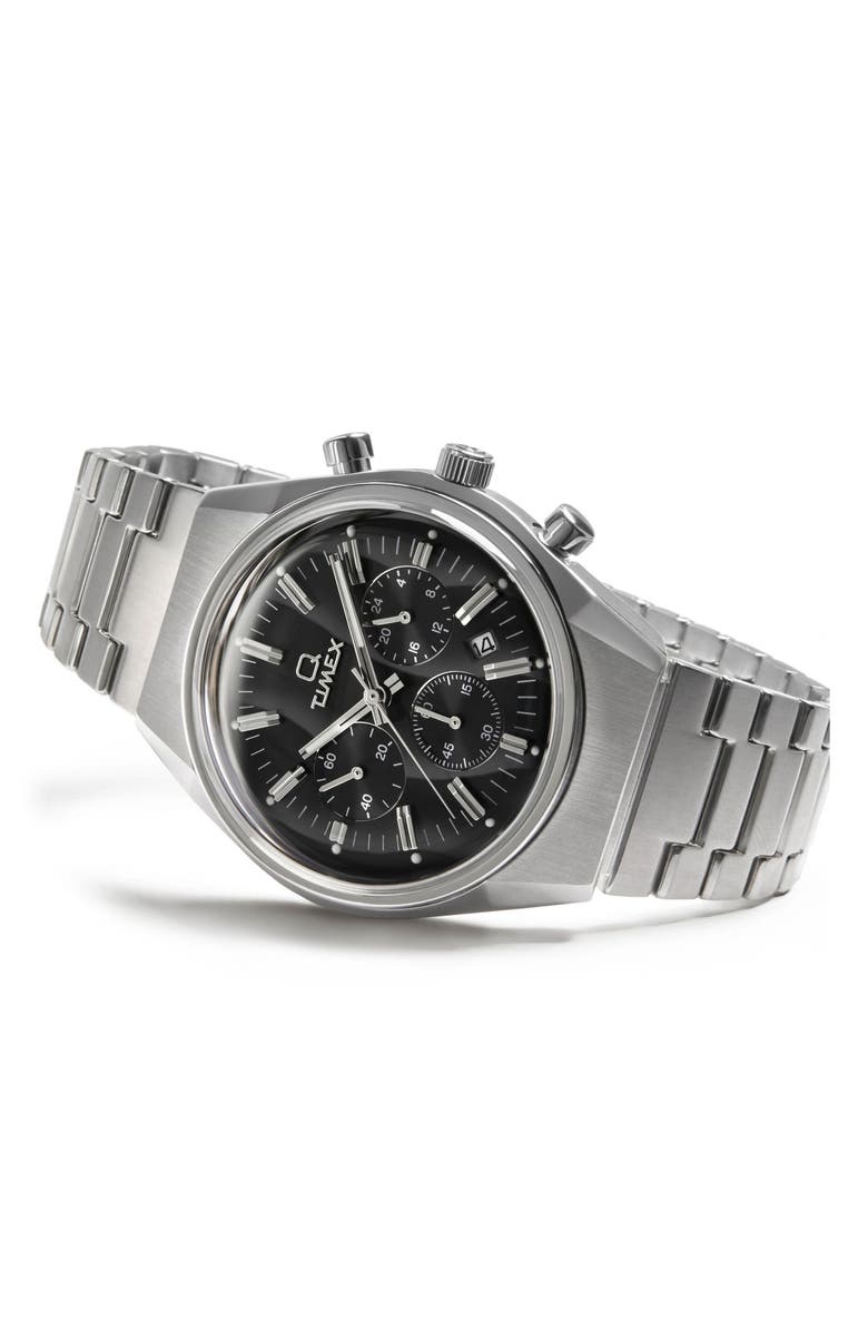 Timex<sup>®</sup> Q Falcon Eye Bracelet Chronograph Watch, 40mm, Alternate, color, Black