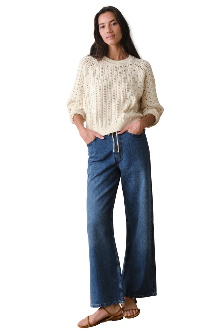 Mina Pointelle Cotton Sweater, Alternate, color, CREAM