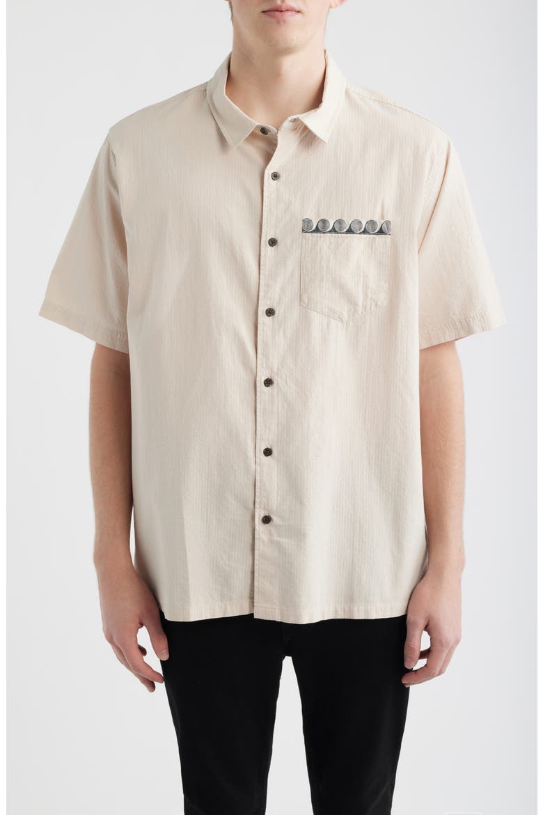Short Sleeve Cotton Seersucker Button-Up Shirt, Main, color, VINTAGE WHITE