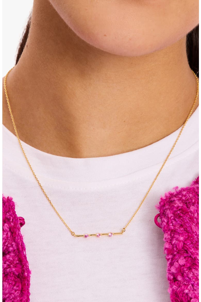 hint of shimmer bar pendant necklace, Alternate, color, ROSE GOLD
