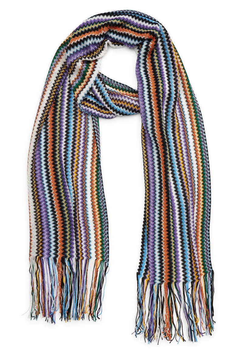 Micro Zigzag Long Scarf, Main, color, MULTI PRINT