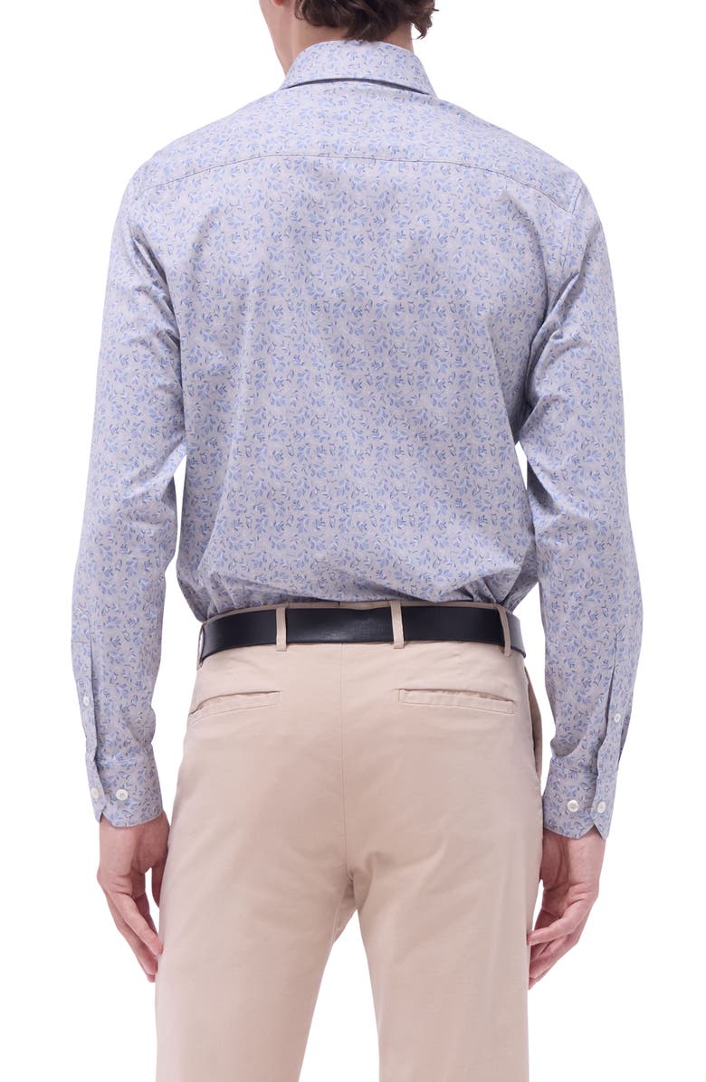 Bugatchi Jimmy OoohCotton<sup>®</sup> Floral Button-Up Shirt, Alternate, color, Blue/Sand