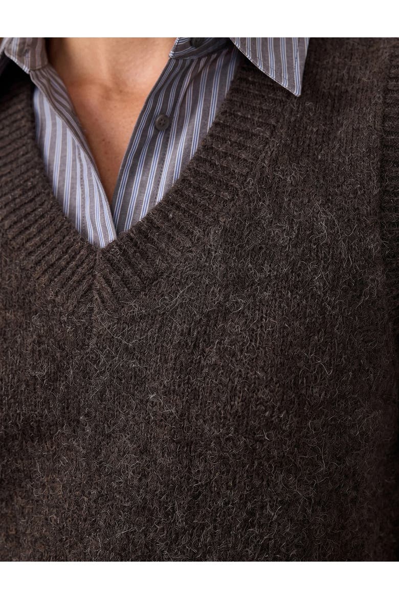 Wool Blend V Neck Sleeveless Knit Sweater Vest, Alternate, color, BROWN