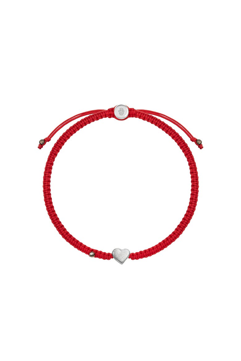 Protected by Love - Red String Heart Charm Bracelet, Main, color, Red/Silver