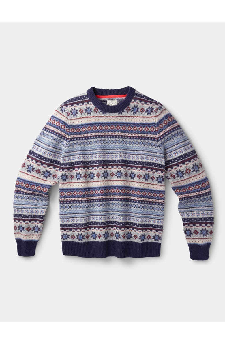Aubin Fair Isle Crew Neck Wool Sweater, Alternate, color, Blue/Ecru Mix