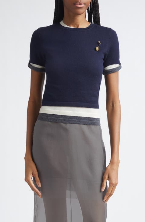 Triple Layer Short Sleeve Merino Wool Sweater
