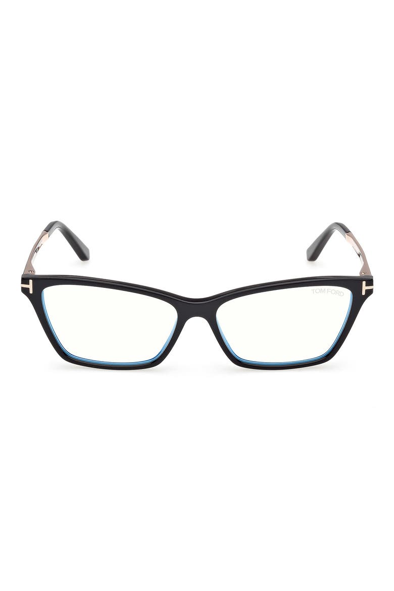 56mm Butterfly Optical Glasses, Main, color, SHINY BLACK / BLACK ENAMEL