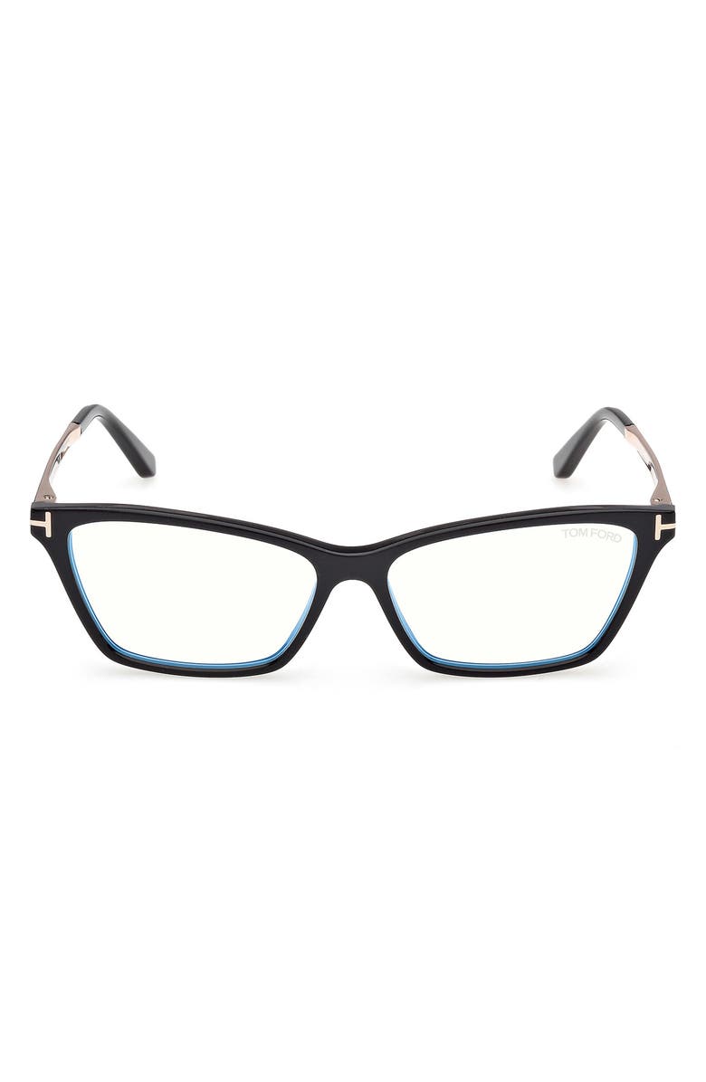 TOM FORD 56mm Butterfly Optical Glasses, Main, color, Shiny Black / Black Enamel