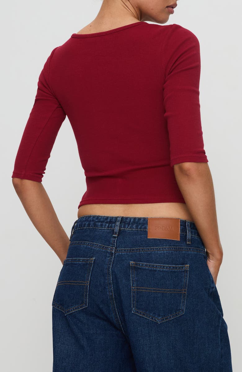 Princess Polly Elaia Three-Quarter Sleeve Crop Top, Alternate, color, Red