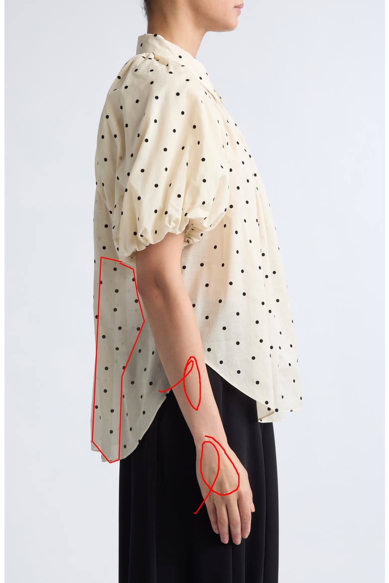Charlie Flocked Polka Dot Cotton Button-Up Shirt, Alternate, color, BLACK DOTS ON BEIGE