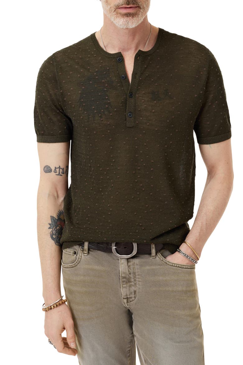 Cabras Wool Short Sleeve Henley Sweater, Main, color, MOSS