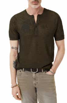 John Varvatos Cabras Wool Short Sleeve Henley Sweater