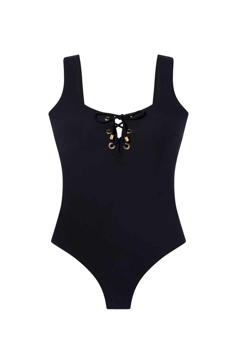 STYLEST DreamSculpt Lace-Up Square Neck Tank, Alternate, color, Caviar