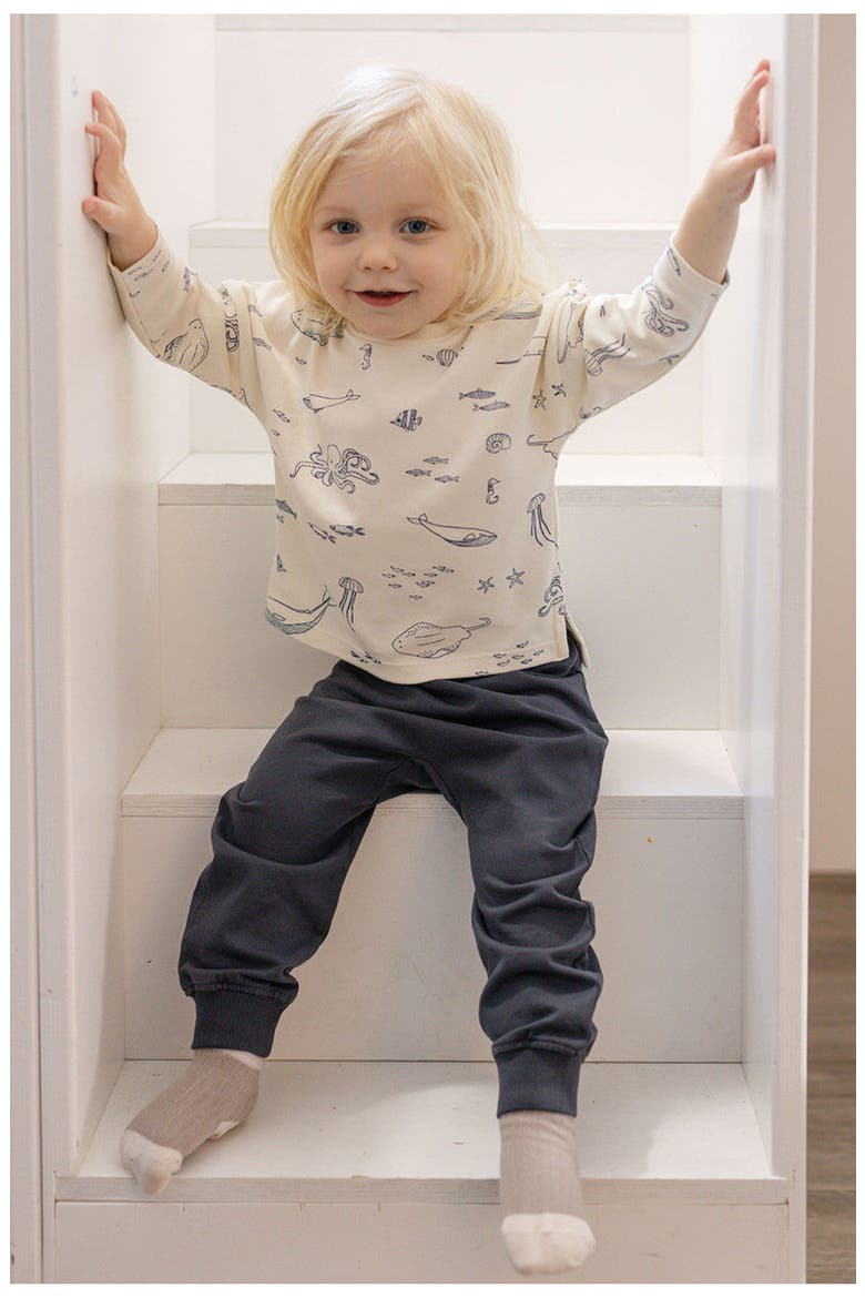 Organic Cotton French Terry Harem Pants, Alternate, color, INK BLUE