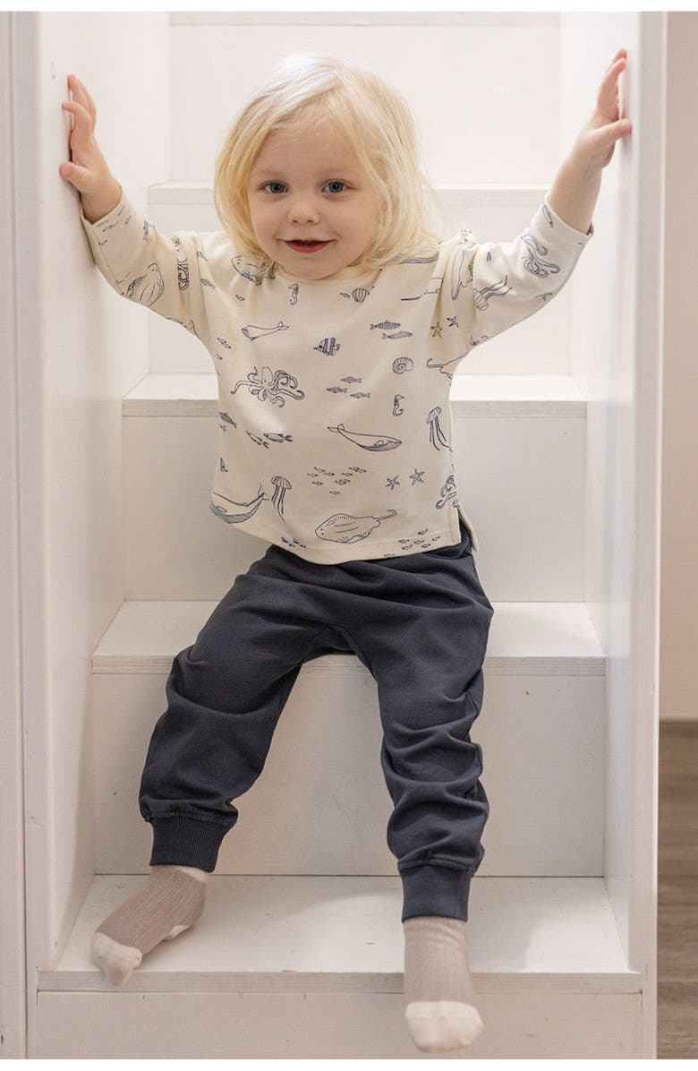 Pehr Organic Cotton French Terry Harem Pants, Alternate, color, Ink Blue