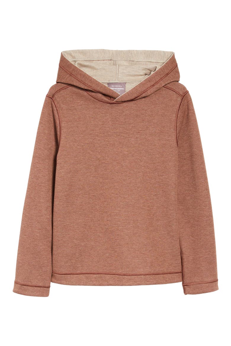Kids' Solid Reversible Hoodie, Alternate, color, RUST/ OATMEAL