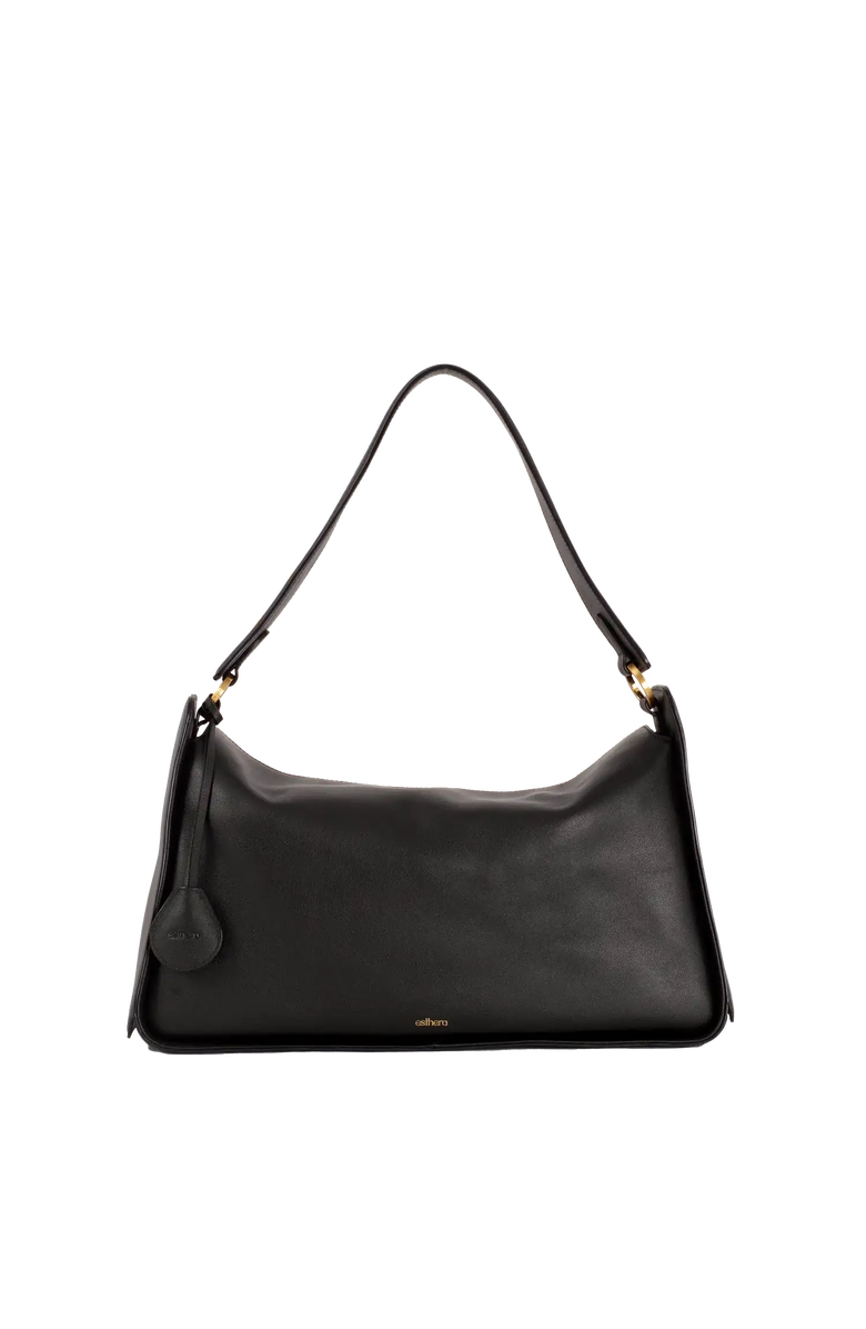 Esthera 10AM Maxi Leather Shoulder Bag, Alternate, color, Black