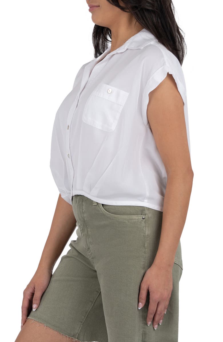 KUT from the Kloth Gaia Pleat Hem Short Sleeve Button-Up Top, Alternate, color,