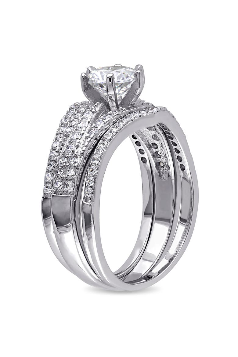 Cubic Zirconia Bridal Ring Set Sterling Silver, Alternate, color, Sterling Silver