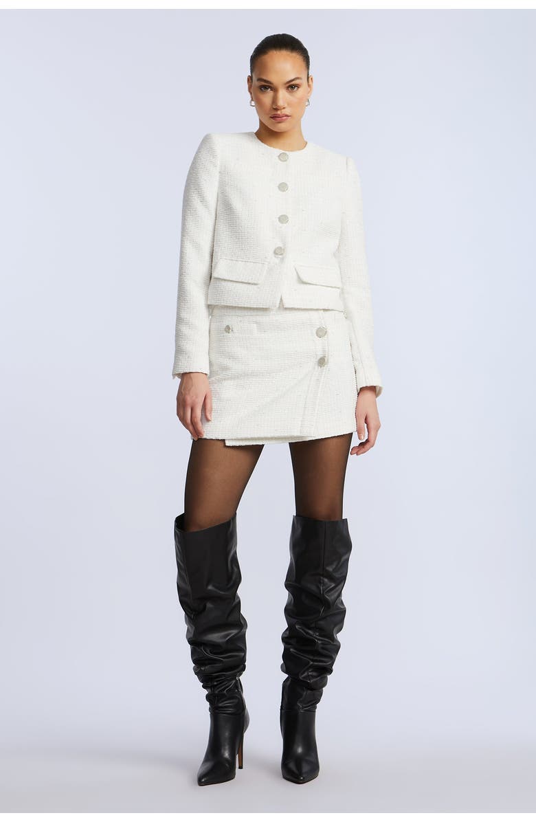 BCBGMAXAZRIA Tweed Chasseur Jacket, Main, color, White