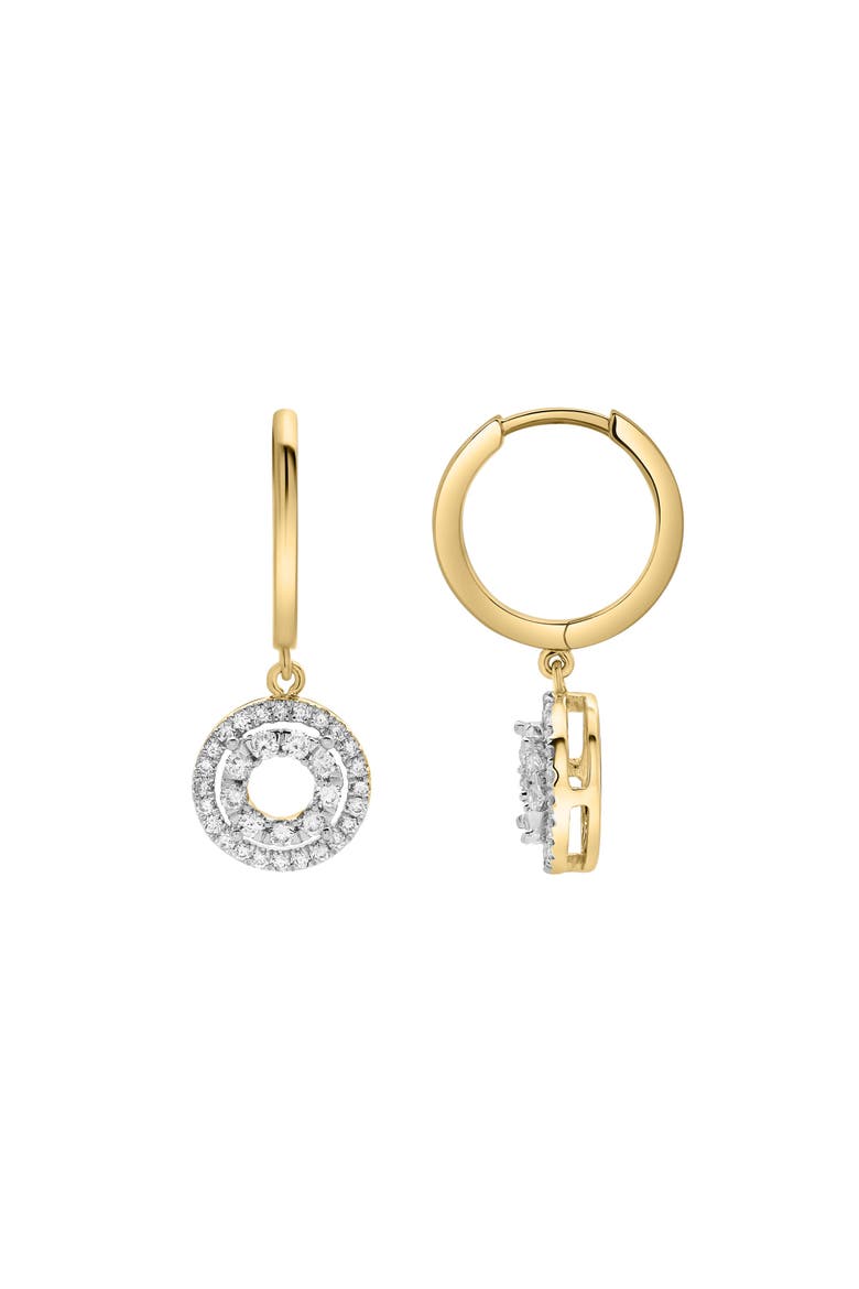 Edwina Pave Round Diamond Drop Huggie Hoop Earrings in 14K Gold, Alternate, color, 14K White Gold