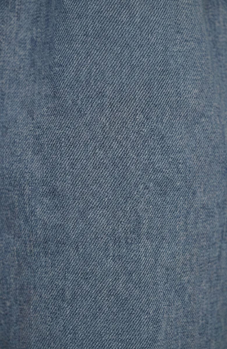 Modenaire Denim Cap Sleeve Smocked Romper, Alternate, color, Medium Wash Blue