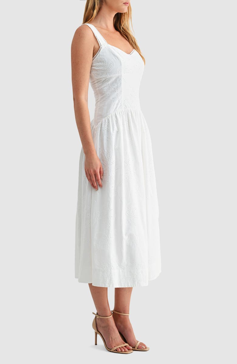 Mila Mae Cotton Eyelet Midi Dress, Alternate, color, White