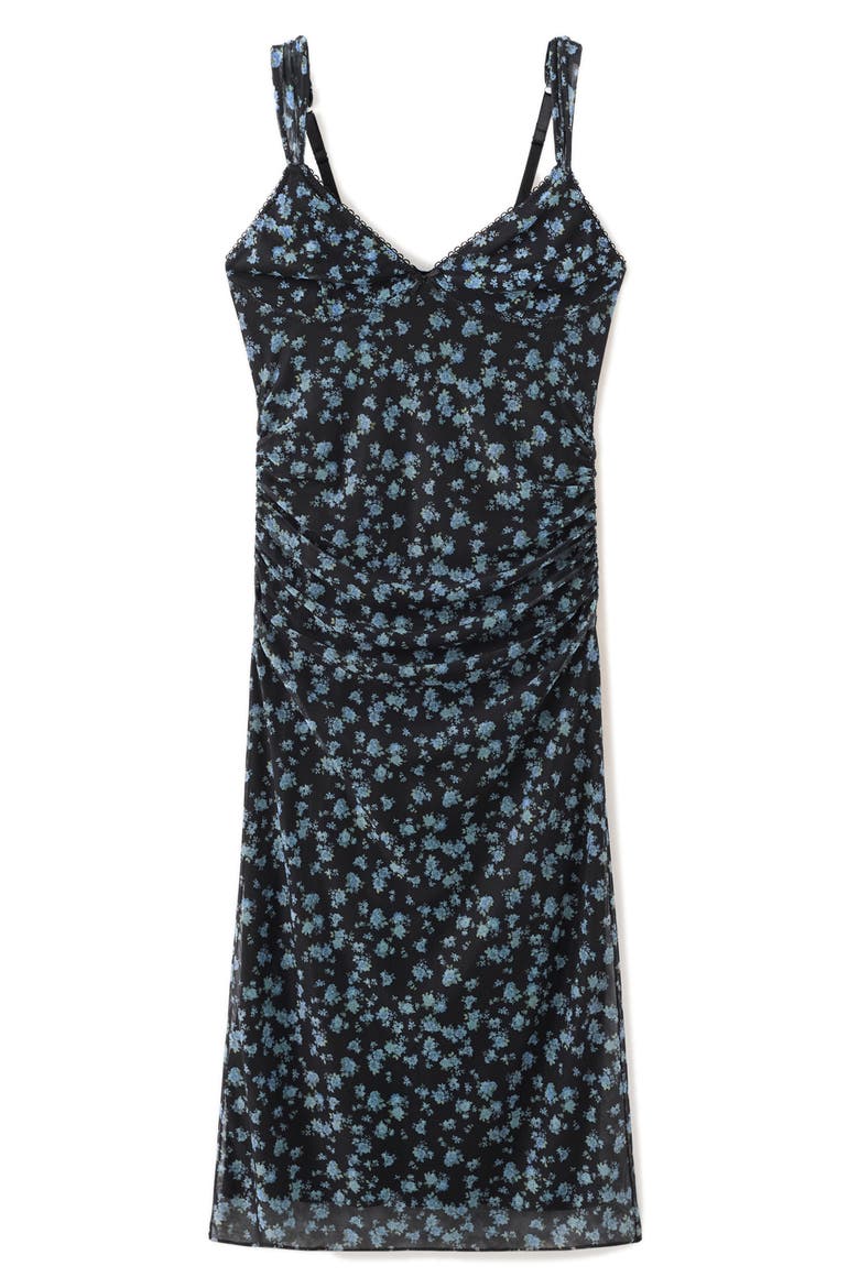 Floral Mesh Slipdress, Alternate, color, BLACK
