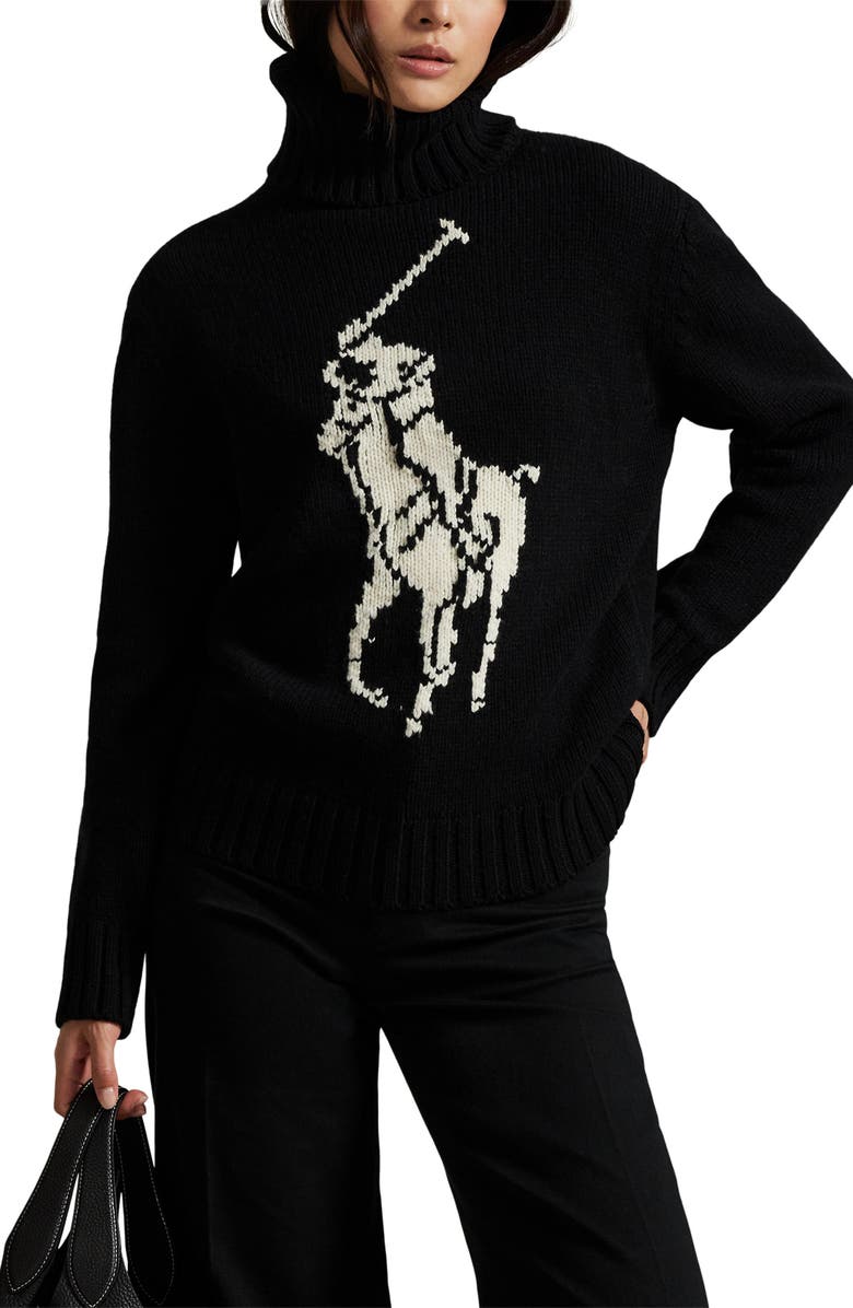 Polo Ralph Lauren Big Pony Turtleneck Wool Sweater, Main, color, 