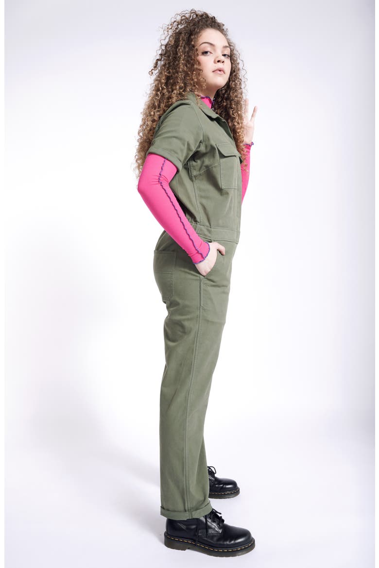 Utility Short Sleeve Jumpsuit (Nordstrom Exclusive), Alternate, color, OLIVE