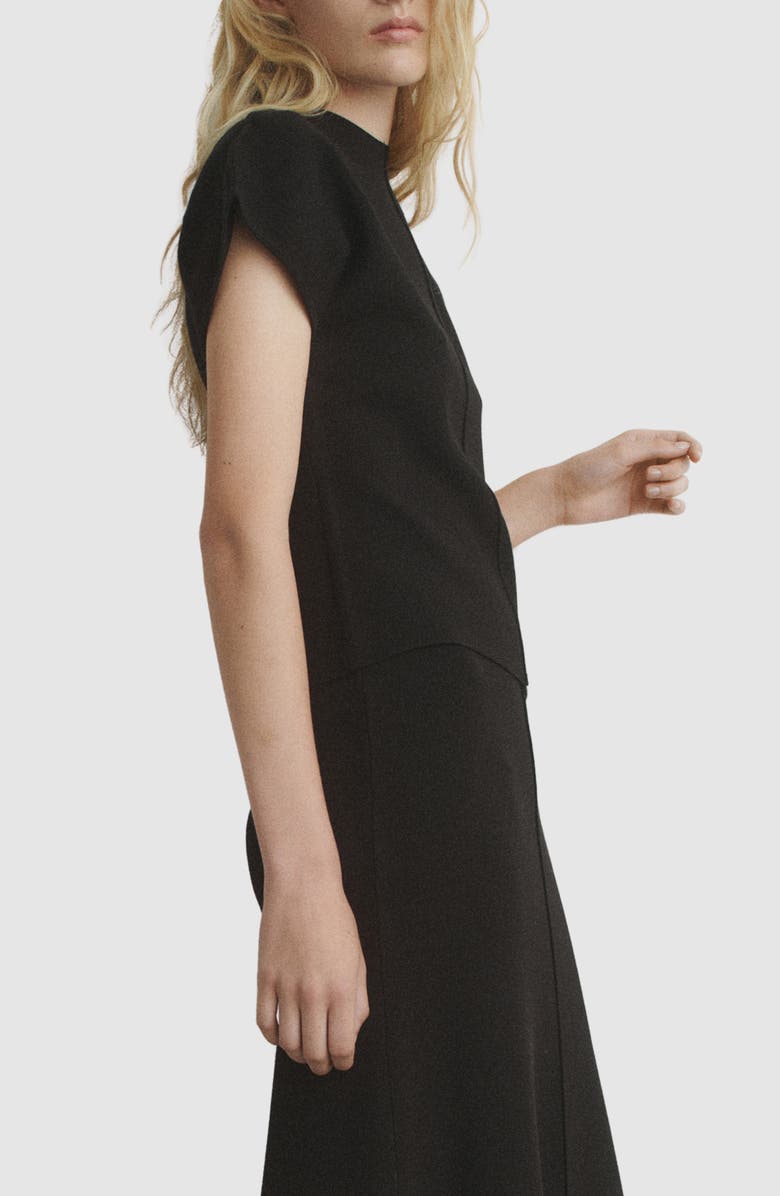 MANGO Short Sleeve Sweater, Alternate, color, Black