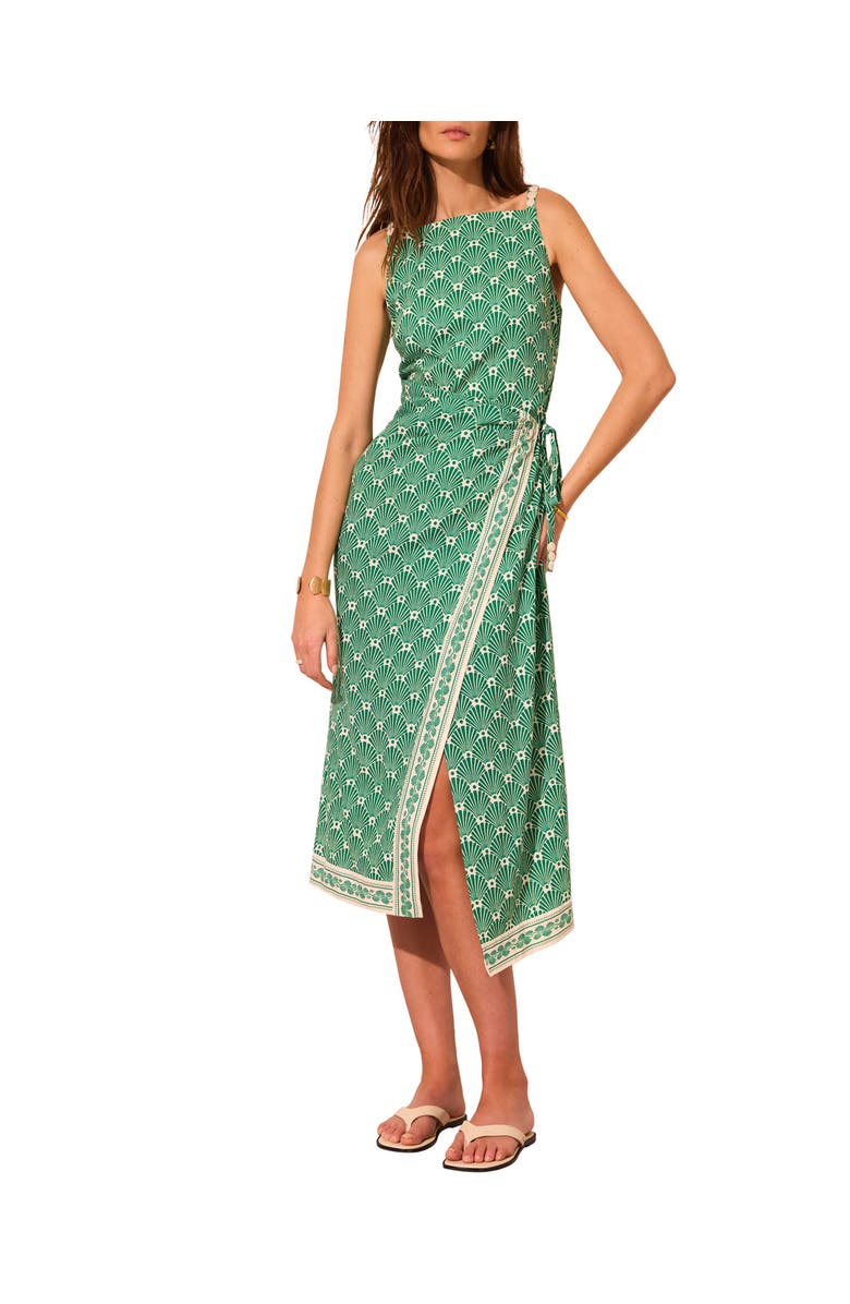 MINT VELVET Linen Blend Square Neck Midi Dress, Main, color, Green